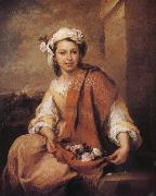 Bartolome Esteban Murillo A girl wearing a Rose oil painting on canvas